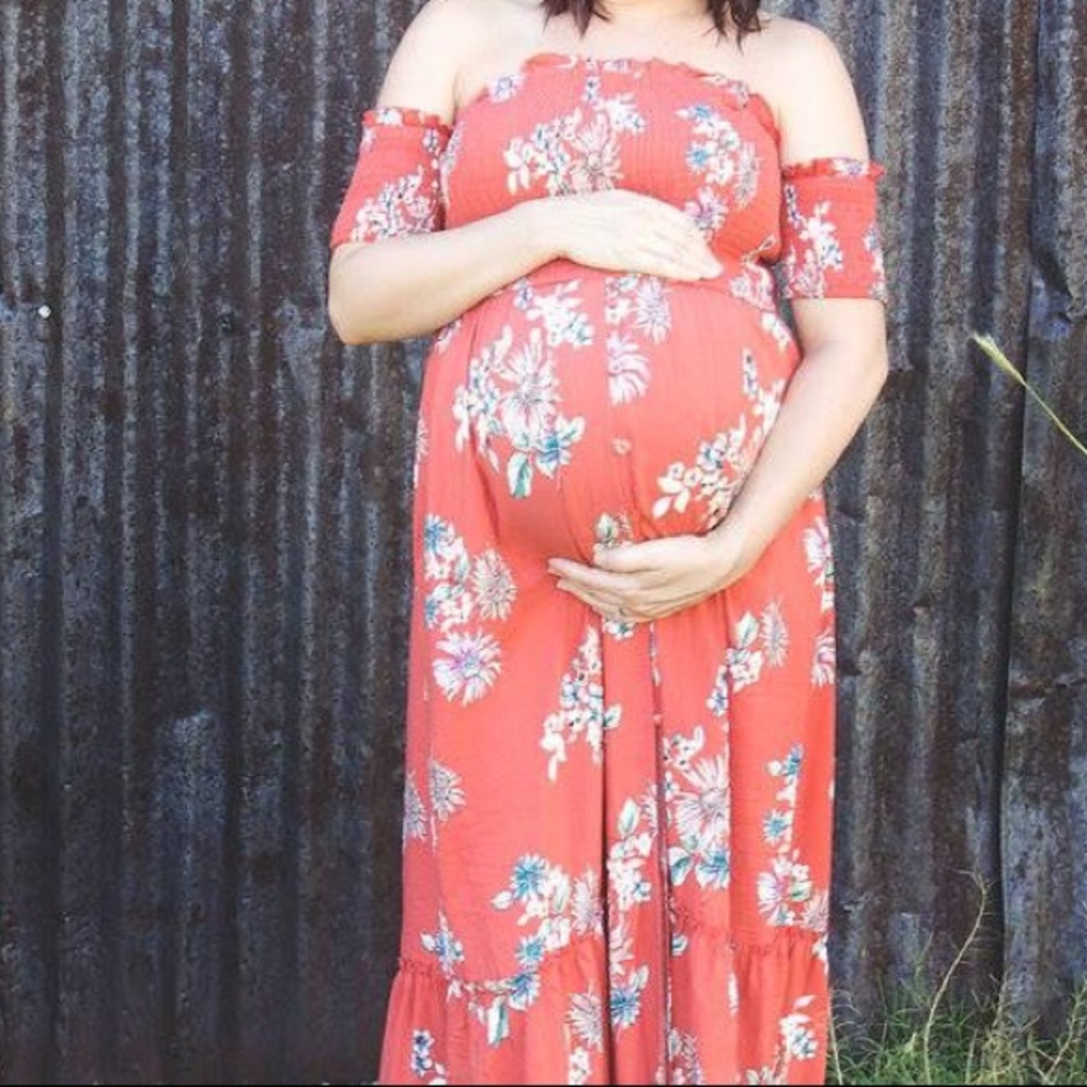 Long off shoulder maxi dress